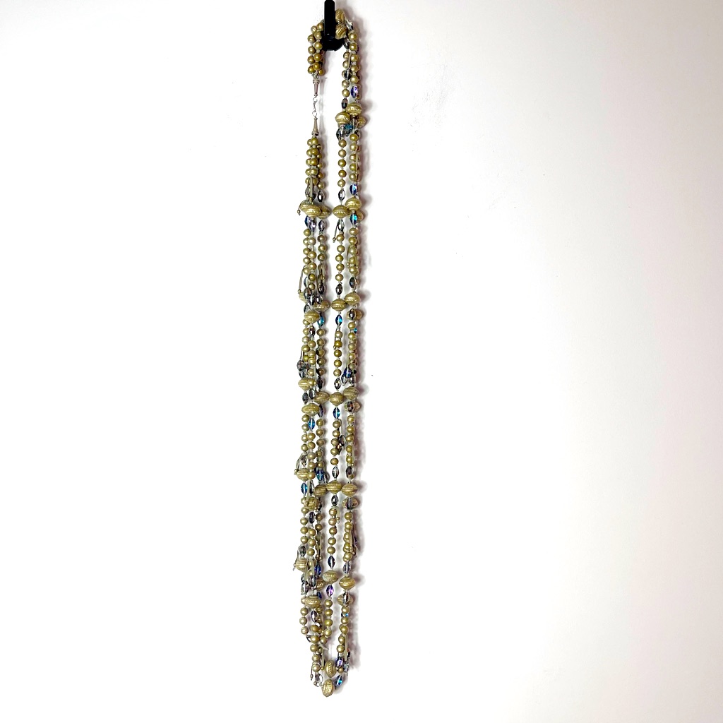 Long Vintage Brass Indian Bell Bead Boho Necklace Mid 1940s